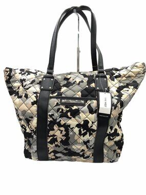 Vera Bradley Deco Daisy Large Quilted Tote Bag Black Gray Floral Shoulder Purse